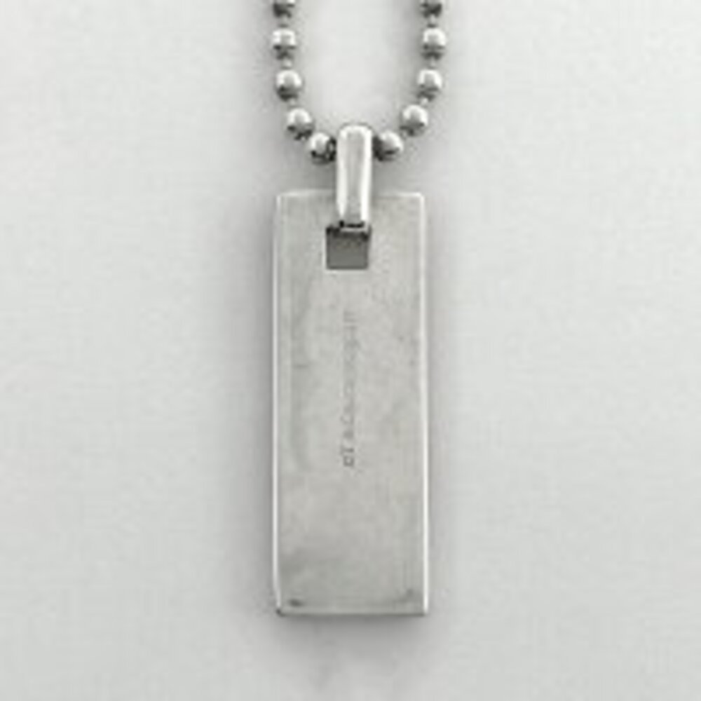 Tiffany Co Square Plate Necklace Studs Ball Chain Sterling Silver